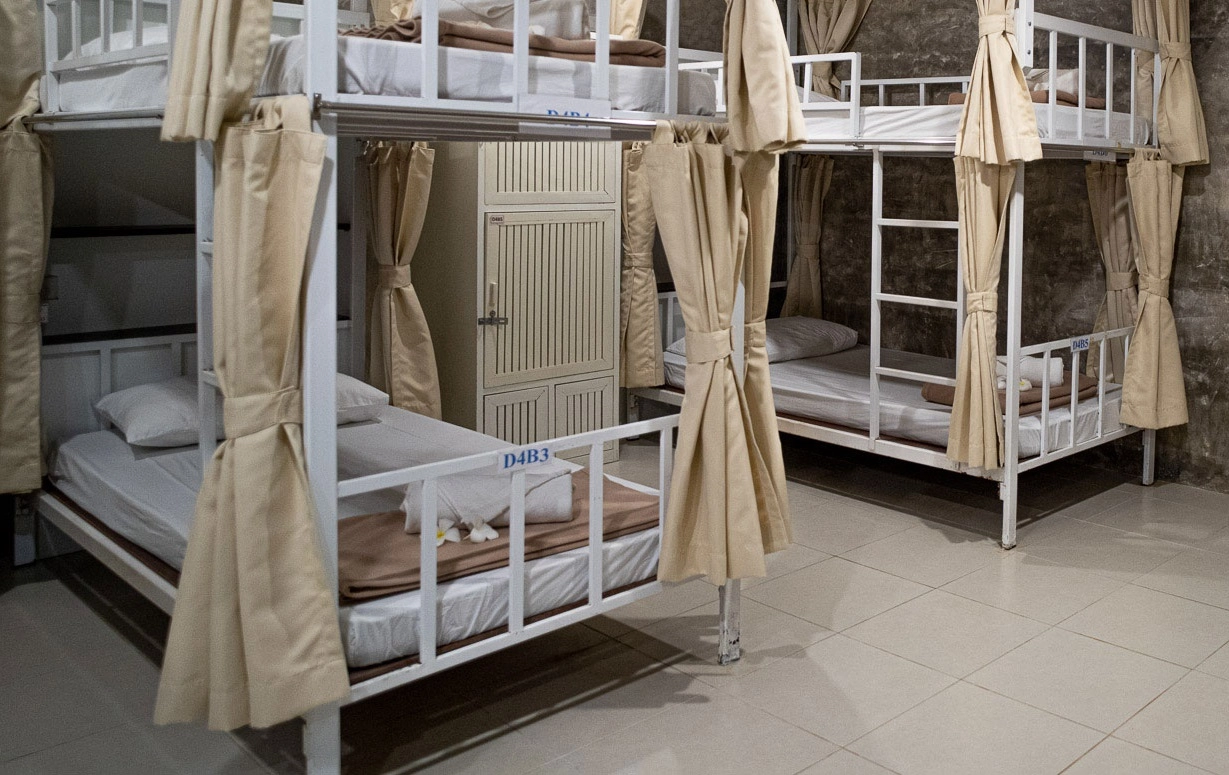 Shared air-conditioned dorm room at Ban’s Diving Resort