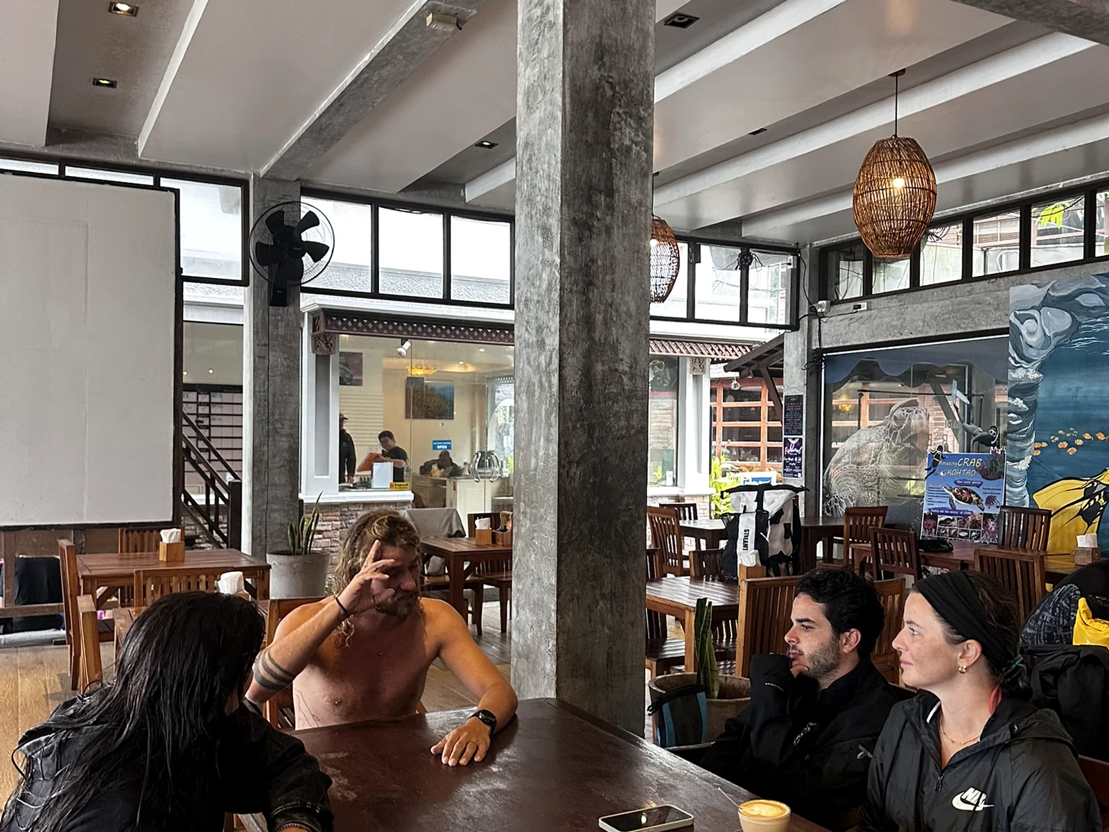 Divemaster candidates review theory during a professional debrief